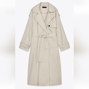 Zara Belted Double Breasted Trench Coat XS